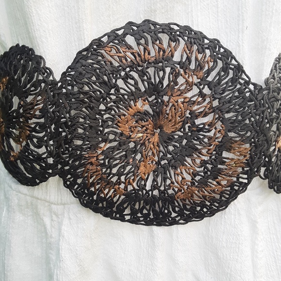 Grecian Vintage Black n Copper Woven Wire Adjustable Wide Belt display picture 1